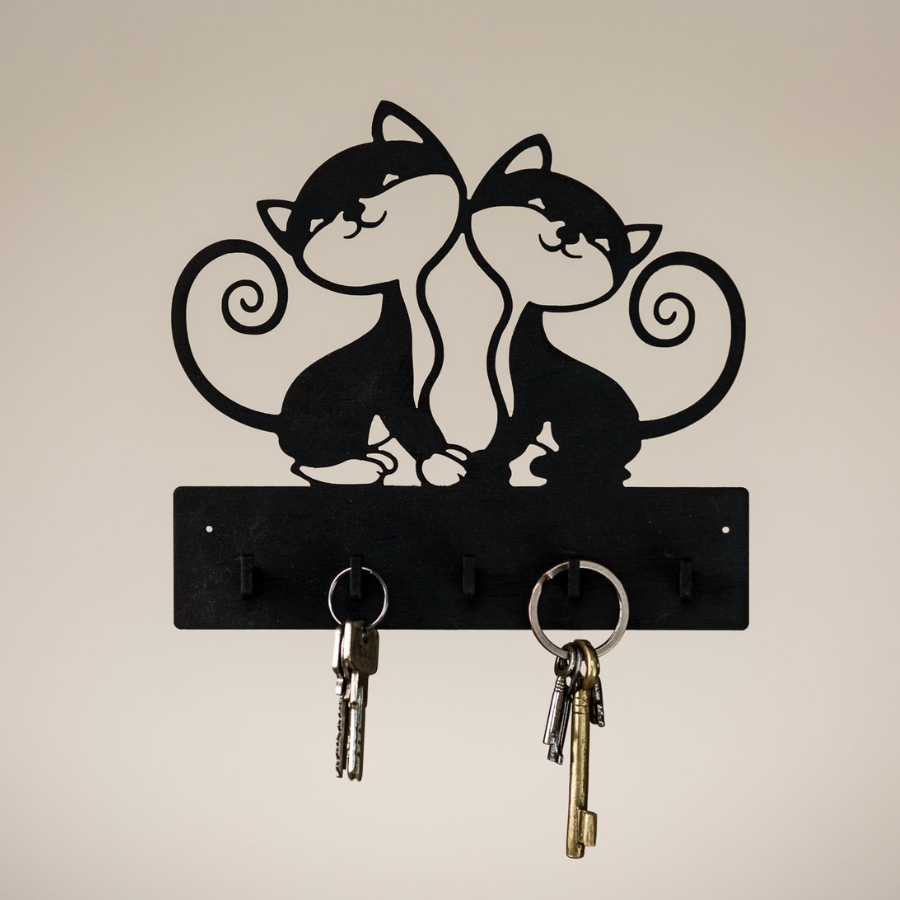 atslēgu pakaramais ar kaķiem