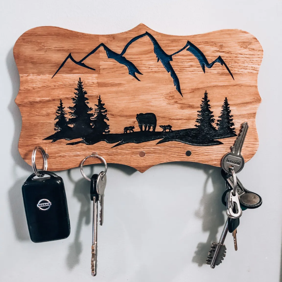 koka atslēgu pakaramais ar magnētu
